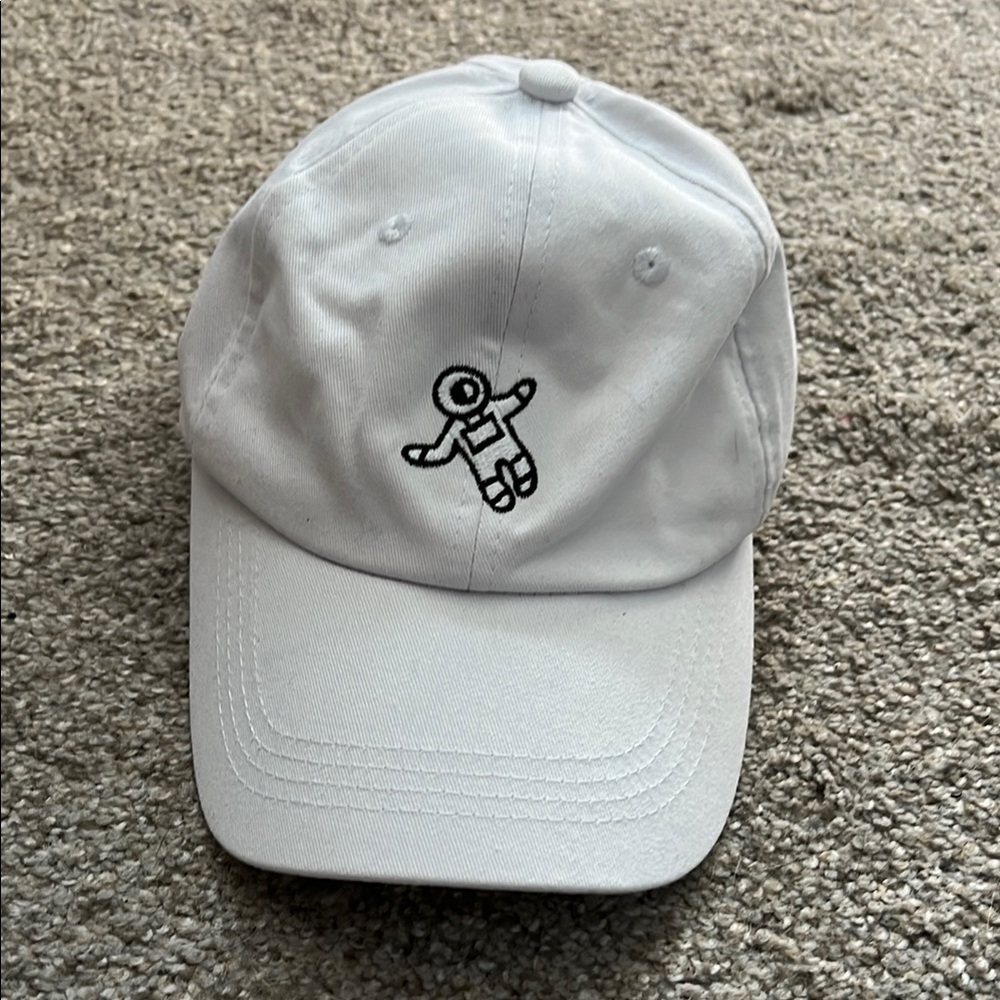 White Cap with Astronaut Embroidery